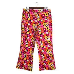 F. L. Malik Floral High Rise Cropped Flare Leg Pants Sz 10